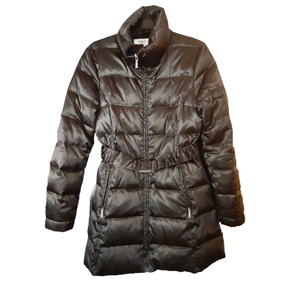 Laundry by Design Feather Down Puffy Coat Women's Medium Black Belted #2785 - Picture 1 of 11